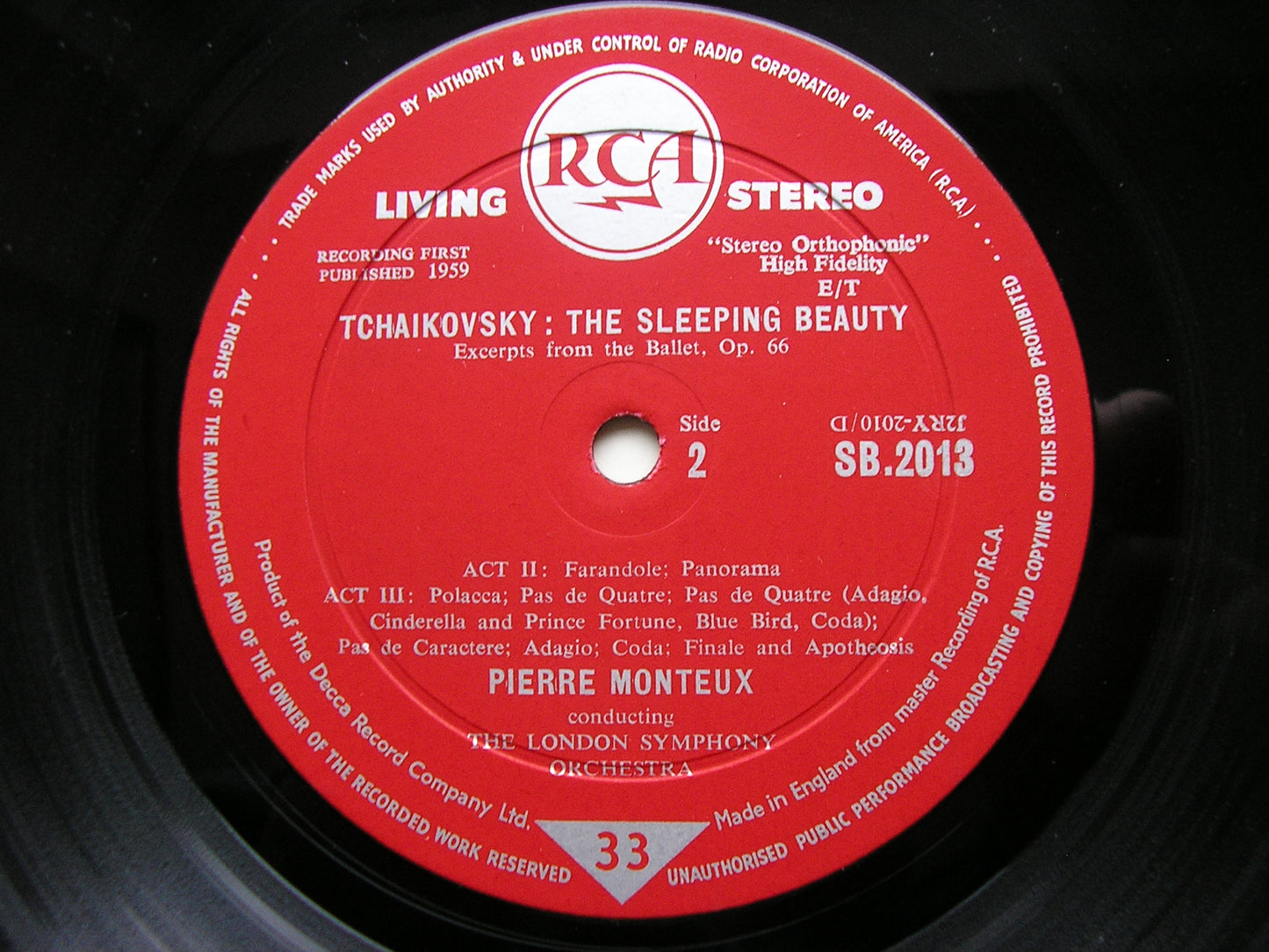 TCHAIKOVSKY: SLEEPING BEAUTY Excerpts   MONTEUX / LONDON SYMPHONY   SB 2013
