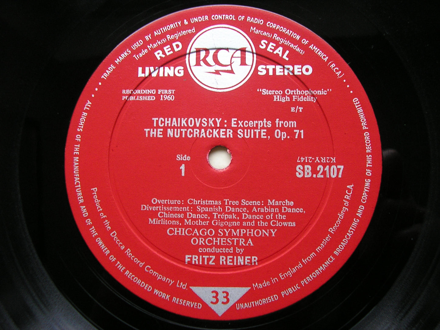 TCHAIKOVSKY: THE NUTCRACKER Excerpts     FRITZ REINER / CHICAGO SYMPHONY    SB 2107