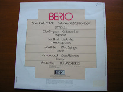BERIO: A-RONNIE / CRIES OF LONDON    SWINGLE II / LUCIANO BERIO   HEAD 15