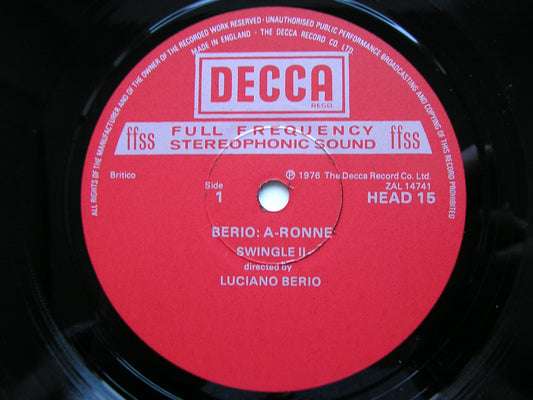 BERIO: A-RONNIE / CRIES OF LONDON    SWINGLE II / LUCIANO BERIO   HEAD 15