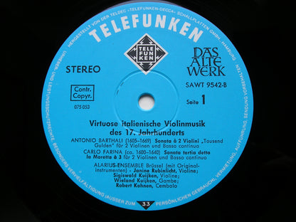 17th CENTURY ITALIAN VIOLIN MUSIC   ALARIUS ENSEMBLE BRUSSELS     SAWT 9542