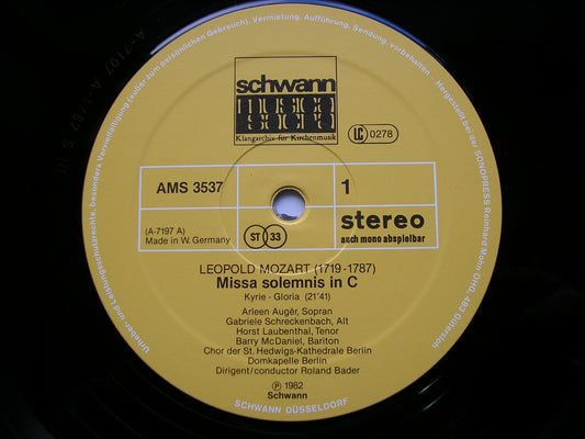 LEOPOLD MOZART: MISSA SOLEMNIS in C     SOLOISTS / DOMKAPELLE BERLIN / BADER    AMS 3537