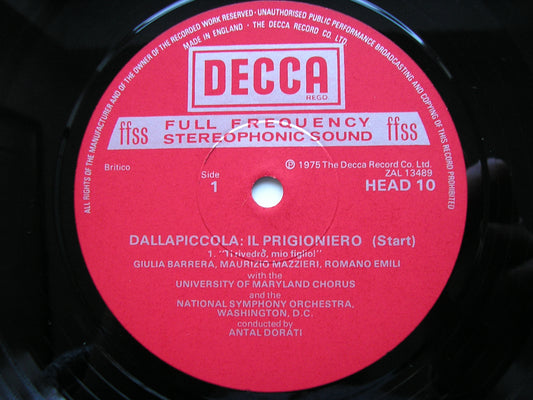 DALLAPICCOLA: IL PRIGIONIERO   SOLOISTS / NATIONAL SYMPHONY WASHINGTON DC / ANTAL DORATI    HEAD 10
