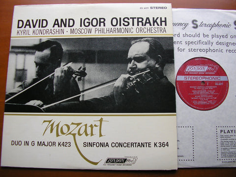 MOZART: SINFONIA CONCERTANTE K364 / DUO in G K423    DAVID & IGOR OISTRAKH / MOSCOW PHILHARMONIC / KONDRASHIN    CS 6377