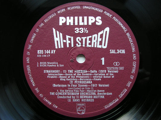 STRAVINSKY: PETROUSHKA / THE FIREBIRD Suite  HAITINK / ROSBAUD / CONCERTGEBOUW ORCHESTRA  SAL 3436