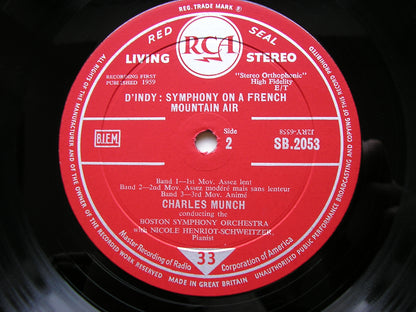 RAVEL: PIANO CONCERTO in G / D'INDY: SYMPHONY ON A FRENCH MOUNTAIN AIR   HENRIOT-SCHWEITZER / BOSTON SYMPHONY / MUNCH   SB 2053