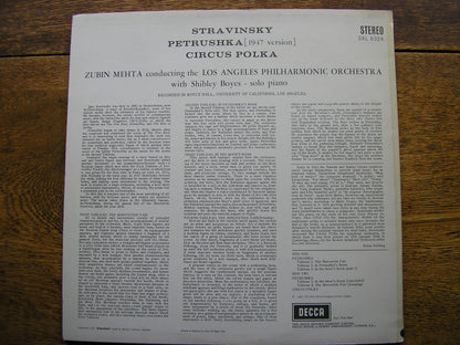 STRAVINSKY: PETRUSHKA / CIRCUS POLKA ZUBIN MEHTA / LOS ANGELES PHILHARMONIC  SXL 6324