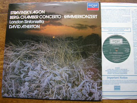 STRAVINSKY: AGON / BERG: CHAMBER CONCERTO   LONDON SINFONIETTA / ATHERTON   ZRG 937