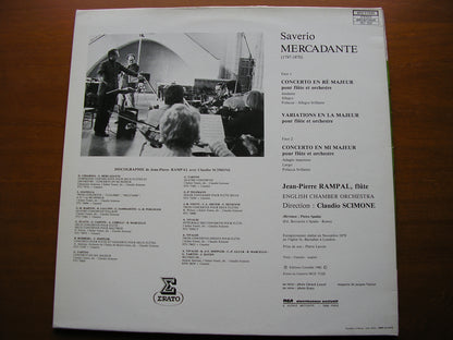 MERCADANTE: FLUTE CONCERTOS in D & E / VARIATIONS in A    RAMPAL / ENGLISH CHAMBER ORCHESTRA / CLAUDIO  SCIMONE    STU 71320