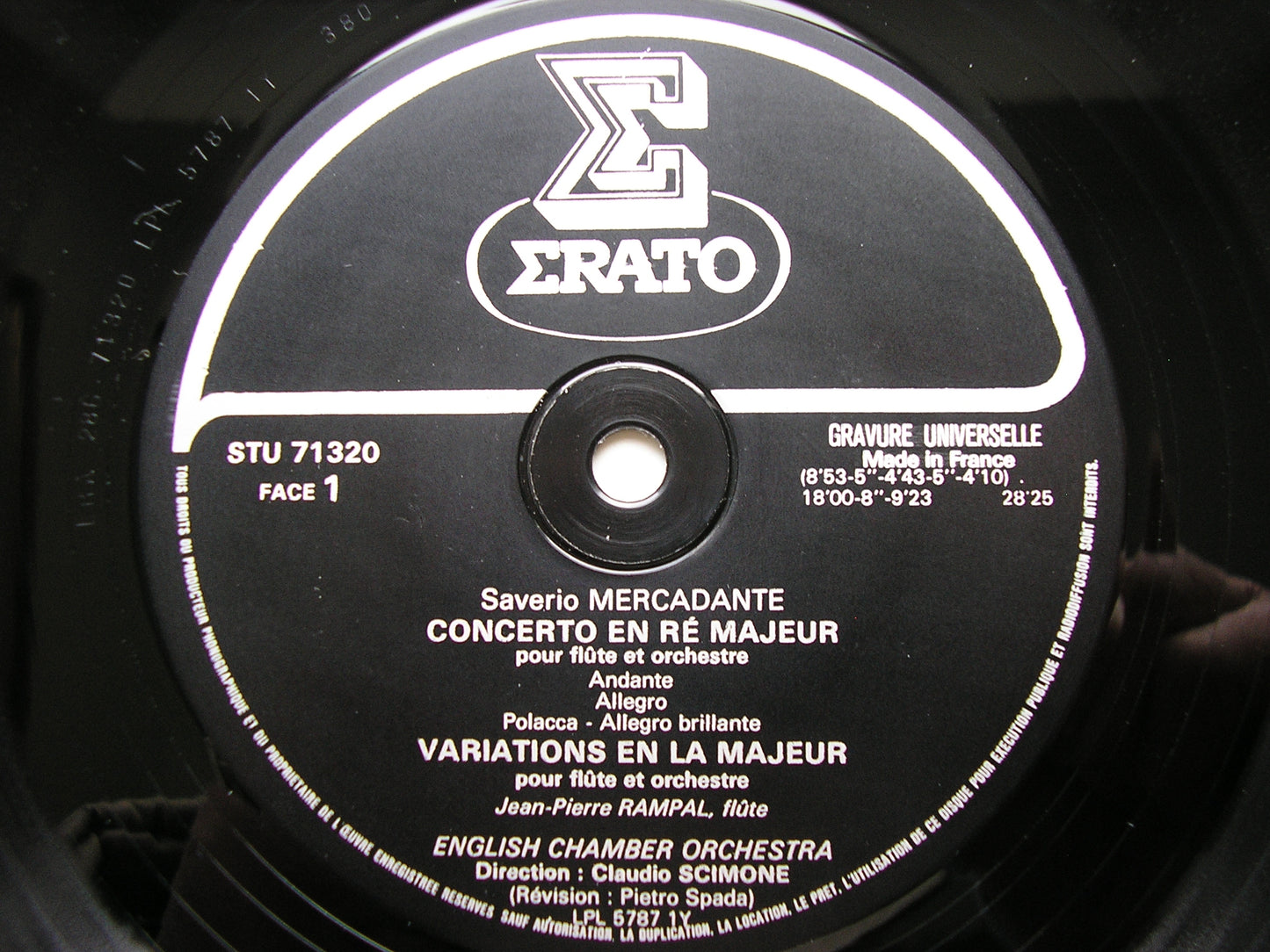 MERCADANTE: FLUTE CONCERTOS in D & E / VARIATIONS in A    RAMPAL / ENGLISH CHAMBER ORCHESTRA / CLAUDIO  SCIMONE    STU 71320