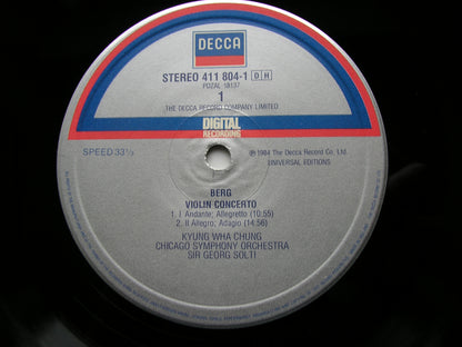 BERG: VIOLIN CONCERTO / BARTOK: VIOLIN CONCERTO No. 1    KYUNG WHA CHUNG / CHICAGO SYMPHONY / GEORG SOLTI    411 804