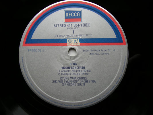 BERG: VIOLIN CONCERTO / BARTOK: VIOLIN CONCERTO No. 1    KYUNG WHA CHUNG / CHICAGO SYMPHONY / GEORG SOLTI    411 804