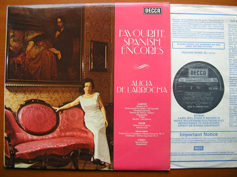 FAVOURITE SPANISH ENCORES: SOLER / GRANADOS / TURINA / ALBENIZ   ALICIA DE LARROCHA  SXL 6734