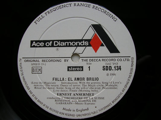 FALLA: EL AMOR BRUJO / MASTER PETER'S PUPPET SHOW    ANSERMET / SUISSE ROMANDE & ARGENTA / SPANISH NATIONAL ORCHESTRA   SDD 134