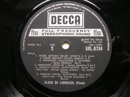 FAVOURITE SPANISH ENCORES: SOLER / GRANADOS / TURINA / ALBENIZ   ALICIA DE LARROCHA  SXL 6734