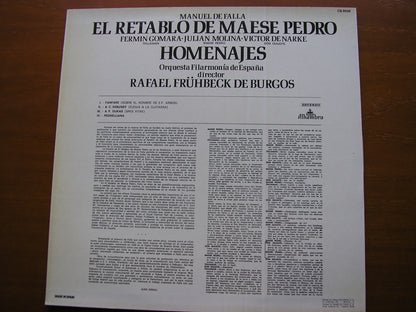 FALLA: MASTER PETER'S PUPPET SHOW / HOMENAJES     SOLOISTS / SPANISH NATIONAL ORCHESTRA / DE BURGOS    CS 8556