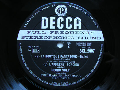 ROSSINI - RESPIGHI: LA BOUTIQUE FANTASQUE / DUKAS: L'APPRENTI SORCIER   SOLTI / ISRAEL PHILHARMONIC   SXL 2007