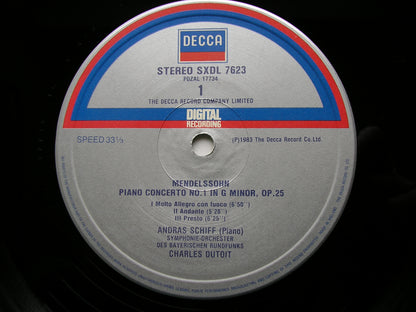 MENDELSSOHN: PIANO CONCERTOS Nos. 1 & 2    SCHIFF / BAVARIAN RADIO SYMPHONY / DUTOIT    SXDL 7623