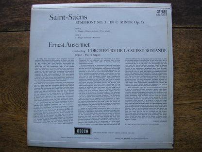 SAINT - SAENS: SYMPHONY No. 3   ANSERMET / SUISSE ROMANDE   SXL 6027