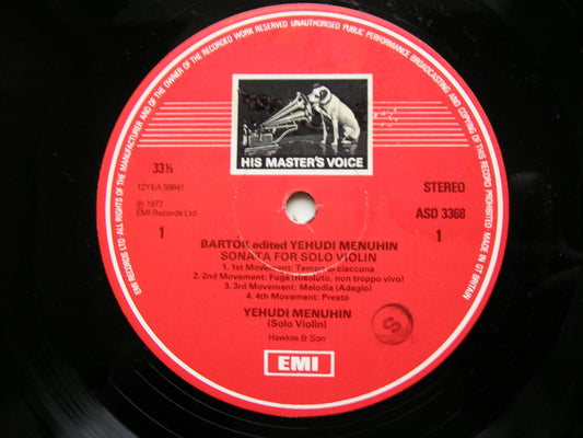 BARTOK: SONATA FOR SOLO VIOLIN / BLOCH: TWO SUITES   YEHUDI MENUHIN ASD 3368