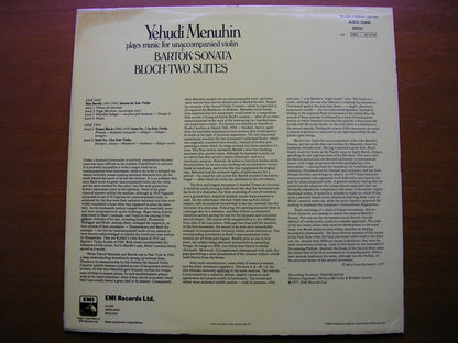 BARTOK: SONATA FOR SOLO VIOLIN / BLOCH: TWO SUITES   YEHUDI MENUHIN ASD 3368
