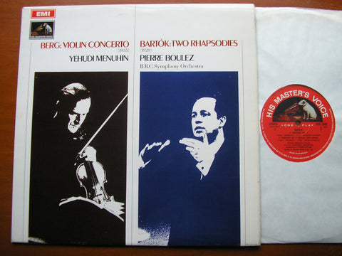 BERG: VIOLIN CONCERTO / BARTOK: TWO RHAPSODIES    MENUHIN / BBC SYMPHONY / BOULEZ     ASD 2449