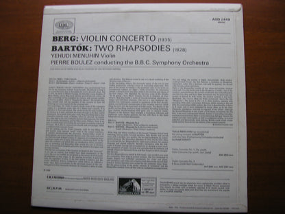 BERG: VIOLIN CONCERTO / BARTOK: TWO RHAPSODIES    MENUHIN / BBC SYMPHONY / BOULEZ     ASD 2449