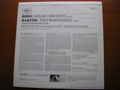 BERG: VIOLIN CONCERTO / BARTOK: TWO RHAPSODIES    MENUHIN / BBC SYMPHONY / BOULEZ     ASD 2449