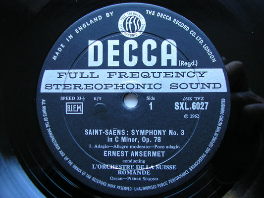 SAINT - SAENS: SYMPHONY No. 3   ANSERMET / SUISSE ROMANDE    SXL 6027