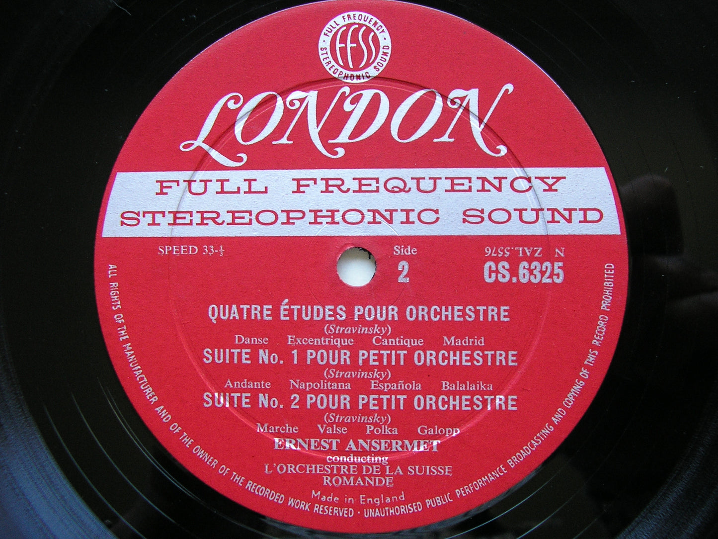 STRAVINSKY: DIVERTIMENTO / FOUR ETUDES / SUITES Nos. 1 & 2   ANSERMET / SUISSE ROMANDE   CS 6325