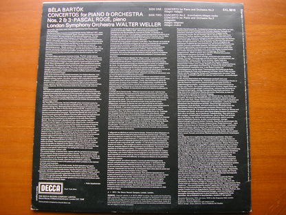BARTOK: PIANO CONCERTOS Nos. 2 & 3    ROGE / LONDON SYMPHONY ORCHESTRA / WELLER   SXL 6816