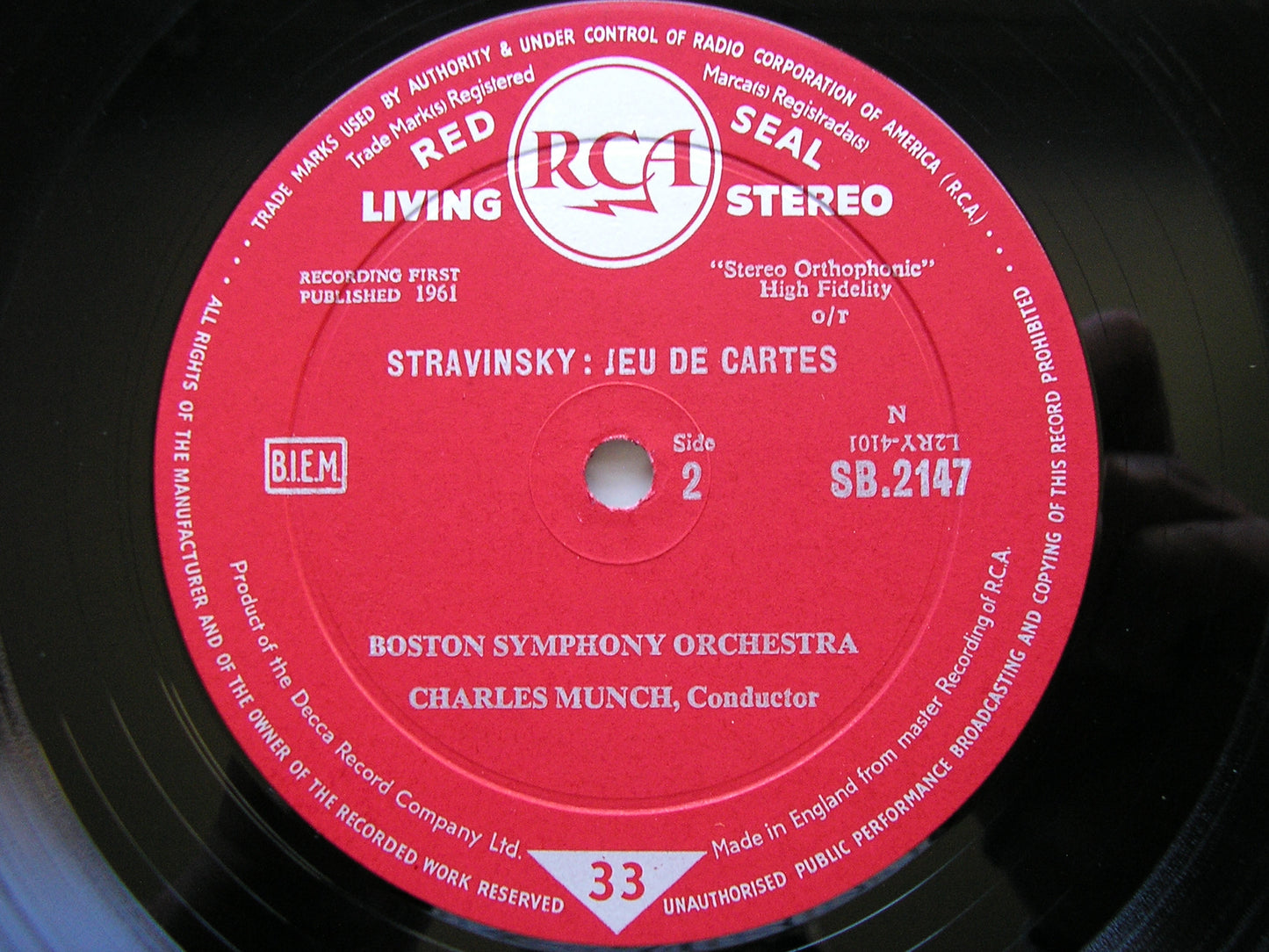 STRAVINSKY: JEU DE CARTES / POULENC: ORGAN CONCERTO  ZAMKOCHIAN / BOSTON SYMPHONY / MUNCH  SB 2147