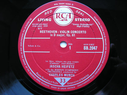 BEETHOVEN: VIOLIN CONCERTO    HEIFETZ / BOSTON SYMPHONY / MUNCH   SB 2047