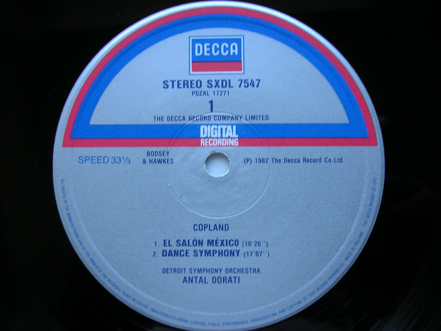 COPLAND: EL SALON MEXICO / DANCE SYMPHONY / FANFARE / RODEO    DORATI / DETROIT SYMPHONY   SXDL 7547