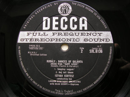KODALY: HARY JANOS Suite / DANCES OF GALANTA    KERTESZ / LONDON SYMPHONY   SXL 6136