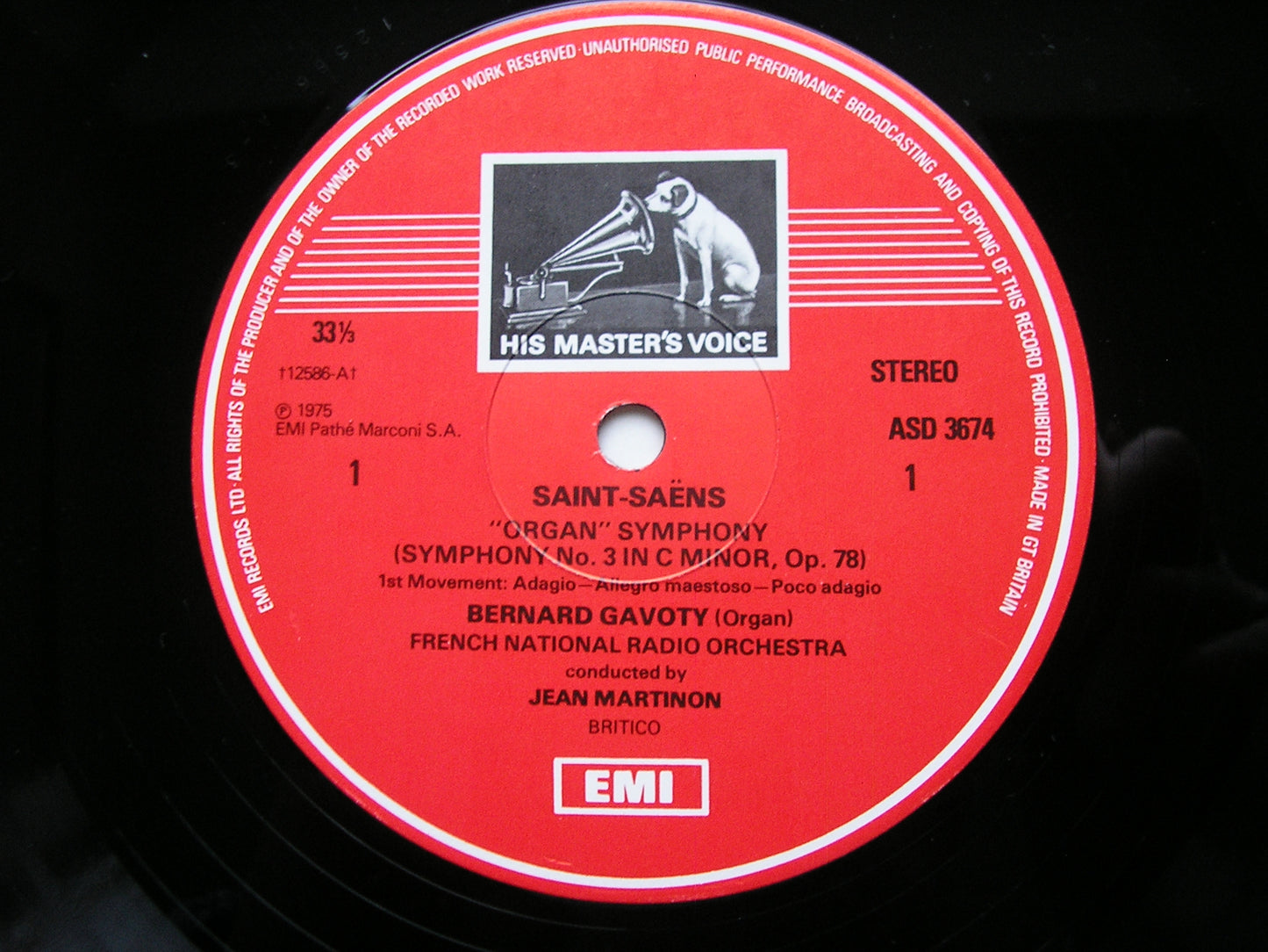 SAINT - SAENS: SYMPHONY No. 3     GAVOTY / FNRO / JEAN MARTINON    ASD 3674