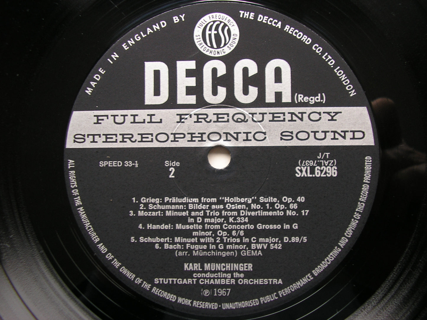 MUNCHINGER MINIATURES    KARL MUNCHINGER / STUTTGART CHAMBER ORCHESTRA   SXL 6296