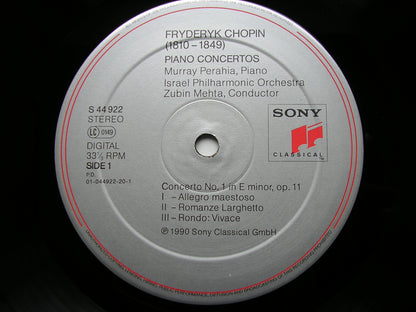 CHOPIN: PIANO CONCERTOS Nos. 1 & 2   MURRAY PERAHIA / ISRAEL PHILHARMONIC ORCHESTRA / ZUBIN MEHTA    S44922