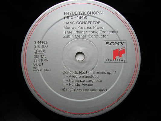 CHOPIN: PIANO CONCERTOS Nos. 1 & 2   MURRAY PERAHIA / ISRAEL PHILHARMONIC ORCHESTRA / ZUBIN MEHTA    S44922