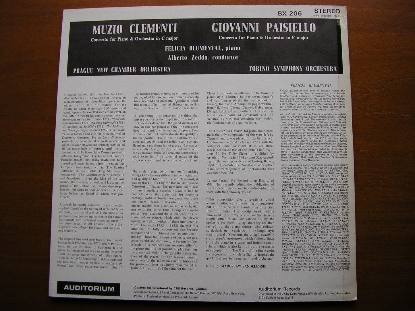 PAISIELLO: PIANO CONCERTO / CLEMENTI: PIANO CONCERTO   BLUMENTAL / PRAGUE CHAMBER ORCHESTRA / ZEDDA    BX 206