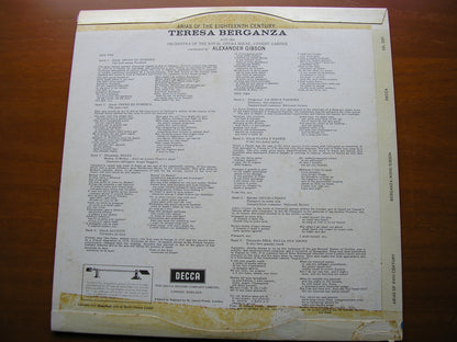 TERESA BERGANZA SINGS 18th CENTURY ARIAS: GLUCK / CHERUBINI / PERGOLESI / HANDEL / PAISIELLO      OROHCG / ALEXANDER GIBSON     SXL 2251