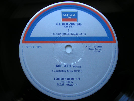 COPLAND: APPALACHIAN SPRING / MUSIC FOR MOVIES    HOWARTH / LONDON SINFONIETTA    ZRG 935