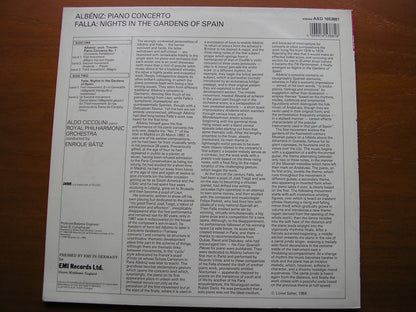 FALLA: NIGHTS IN THE GARDENS OF SPAIN / ALBENIZ: PIANO CONCERTO    CICCOLINI / ROYAL PHILHARMONIC / BATIZ     ASD 1653881