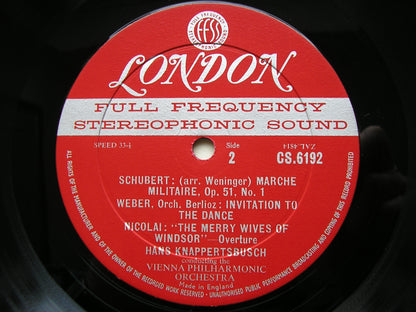 POPULAR FAVOURITES: TCHAIKOVSKY / NICOLAI / WEBER / SCHUBERT     KNAPPERTSBUSCH / VIENNA PHILHARMONIC    CS 6192