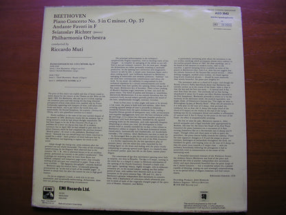 BEETHOVEN: PIANO CONCERTO No. 3 / ANDANTE FAVORI      RICHTER / PHILHARMONIA / MUTI     ASD 3543