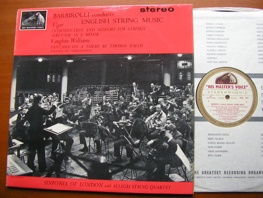 BARBIROLLI CONDUCTS ENGLISH MUSIC FOR STRINGS: ELGAR / VAUGHAN WILLIAMS   BARBIROLLI / SINFONIA OF LONDON / ALLEGRI QUARTET ASD 521