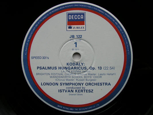 KODALY: PSALMUS HUNGARICUS / MISSA BREVIS   KOZMA / LONDON SYMPHONY / KERTESZ   JB 122