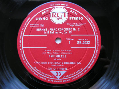BRAHMS: PIANO CONCERTO No. 2     GILELS / CHICAGO SYMPHONY / REINER    SB 2032