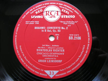 BRAHMS: PIANO CONCERTO No. 2   RICHTER / CHICAGO SYMPHONY ORCHESTRA / LEINSDORF    SB 2106