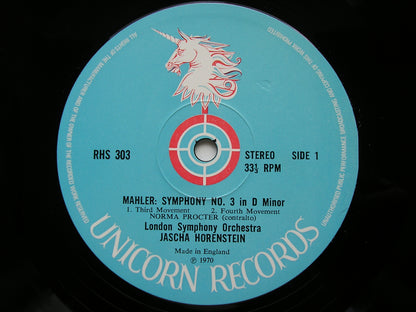 MAHLER: SYMPHONY No. 3      PROCTER / LONDON SYMPHONY / JASCHA HORENSTEIN     RHS 302 / 3